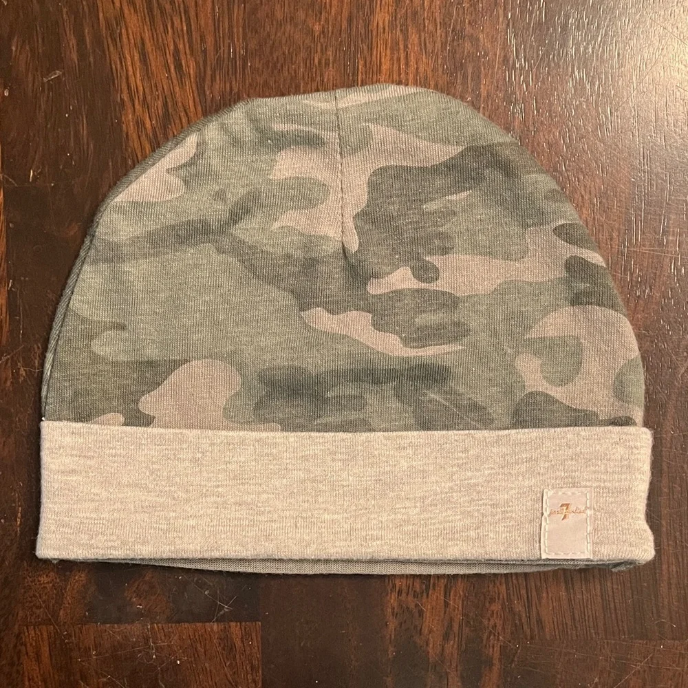 7 For All Mankind Baby Camo Beanie AND Volcom Striped Beanie BUNDLE